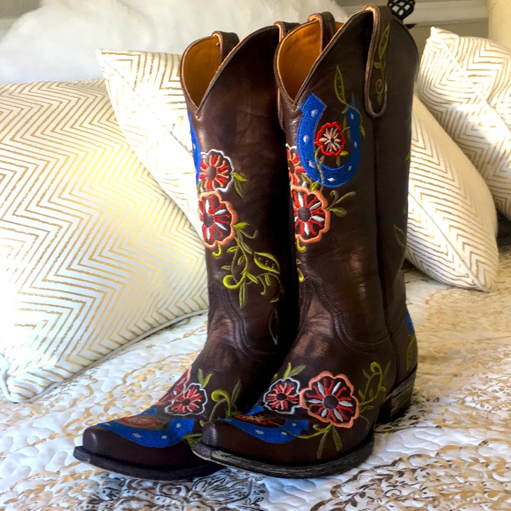 Old Gringo Brown Floral Heeled Boots
